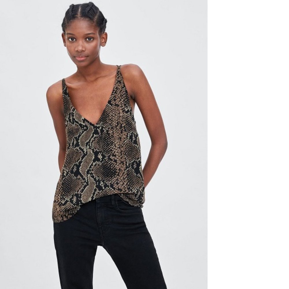 Zara Snake Print Strappy Flowy Tank Top, NWT, S - Picture 13 of 13